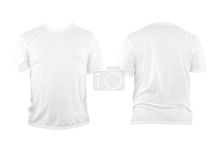 White t-shirt with no collar and sleeves. The t-shirt was unbuttoned and had no design or message attached to it. Clipping path.