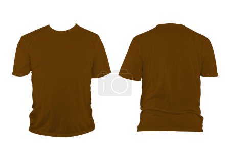 Brown t-shirt with round neck, collarless and sleeves. The t-shirt was unbuttoned and had no design or message on it. Clipping path.