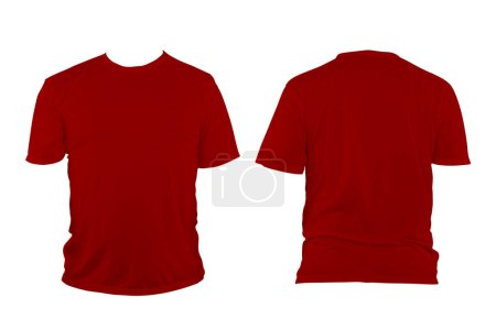 Red t-shirt with round neck, collarless and sleeves. The t-shirt was unbuttoned and had no design or message on it. Clipping path.