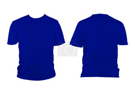 Dark blue  t-shirt with round neck, collarless and sleeves. The t-shirt was unbuttoned and had no design or message on it. Clipping path.