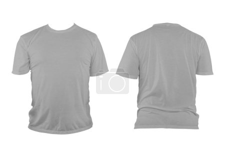 Grey t-shirt with round neck, collarless and sleeves. The t-shirt was unbuttoned and had no design or message on it. Clipping path.