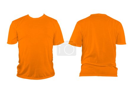 Orange t-shirt with round neck, collarless and sleeves. The t-shirt was unbuttoned and had no design or message on it. Clipping path.