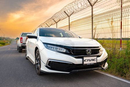 Photo for Honda civic 2019 e sedans parked at Krabi  Province Thailand , 2 January 2023 - Royalty Free Image