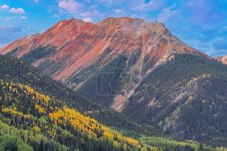 Téléchargez les photos : Paysage automnal de Red Mountain et forêt, Montagnes San Juan, Colorado, USA - en image libre de droit