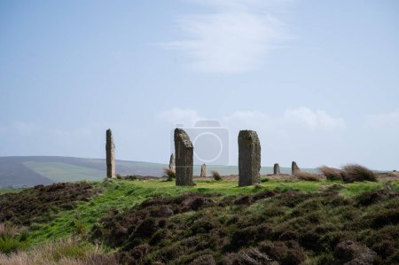Photo for Ring von Brodgar, Orkney Islands, stone circle, cloudy weather, Scotland - Royalty Free Image