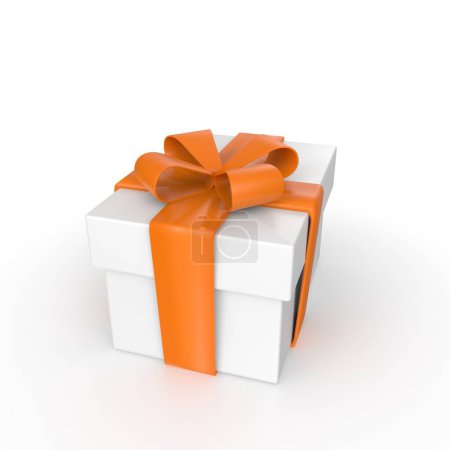 Téléchargez les photos : Coffret cadeau avec arc isolé sur fond blanc - en image libre de droit