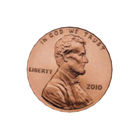 A 2010 penny with Abraham Lincoln on it