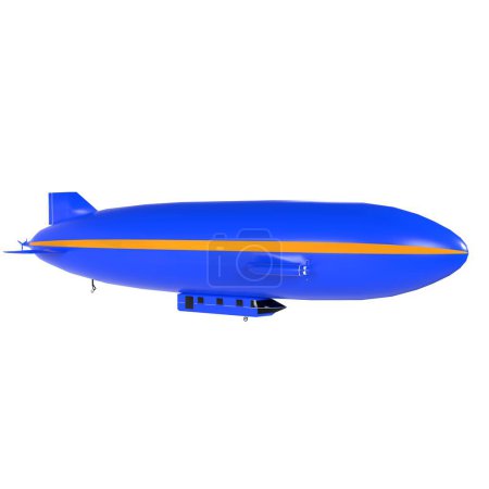 dirigible azul aislado sobre fondo blanco