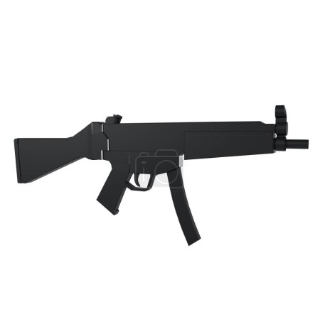 Téléchargez les photos : MP5 isolé sur fond blanc. Illustration 3D de haute qualité - en image libre de droit