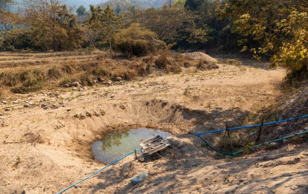 El Nino weather phenomenon cause drought and dry in river in northern Thailand.