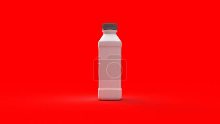 3 d red drink bottle icon on a white background. 3 d render illustration.