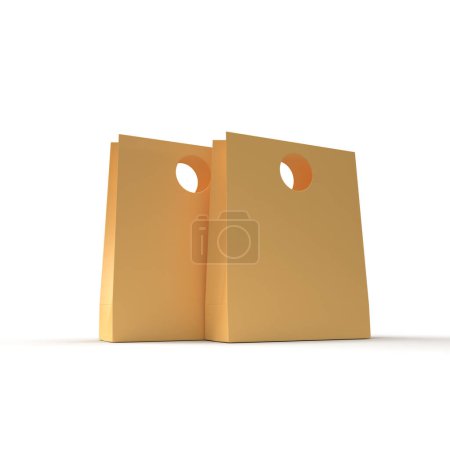 Bolsa de papel 3d renderd imagen en fondo blanco aislado