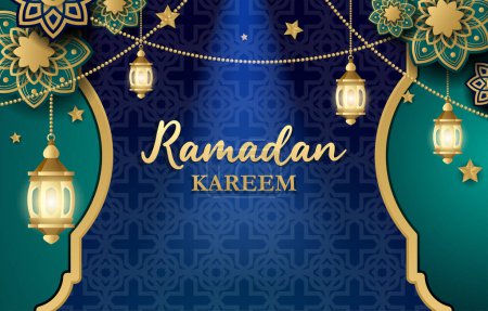Téléchargez les illustrations : Elégant fond Ramadan Kareem avec concept de dégradé de couleur - en licence libre de droit