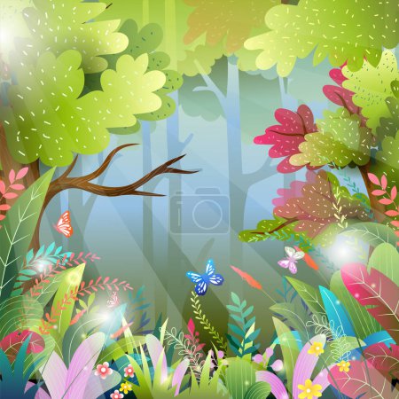 Beautiful landscape scene with flowers and plant background