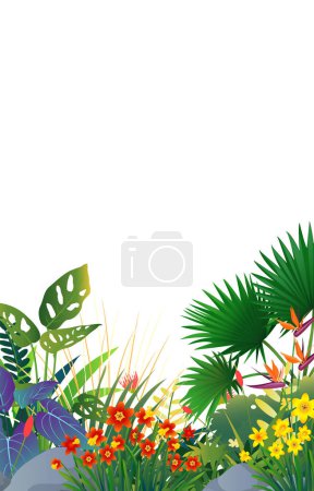 Illustration of beautiful landscape flowers background
