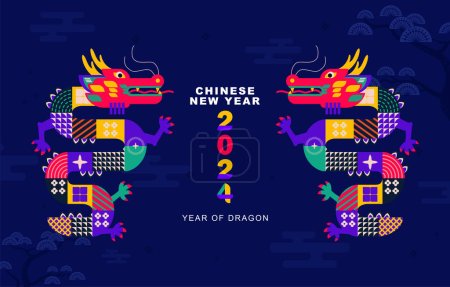 Téléchargez les photos : Nouvel an chinois 2024, année de fond de dragon - en image libre de droit