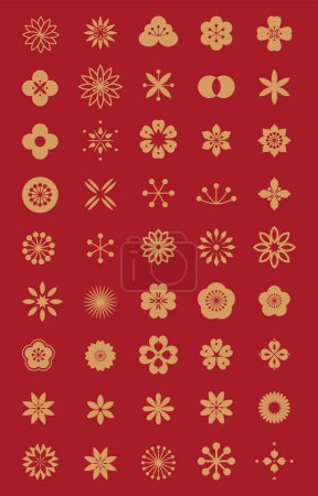 Photo for Set of Traditional Chinese decorative flowers. Chinese symbol for Chinese new year or other festival. - Royalty Free Image