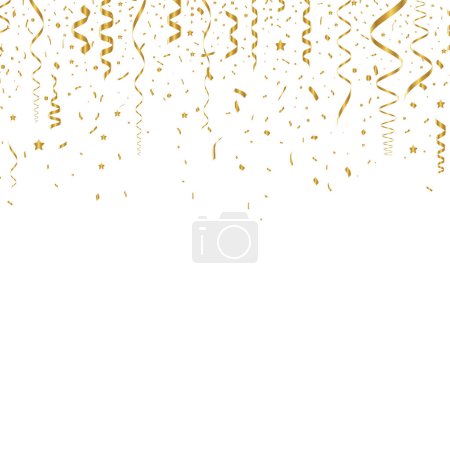 Photo for Vector confetti. Golden tinsel, confetti fall from the sky. Shiny confetti . Holiday, birthday. - Royalty Free Image