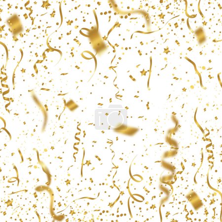 Téléchargez les photos : Fête festive avec confettis d'or en fond blanc - en image libre de droit
