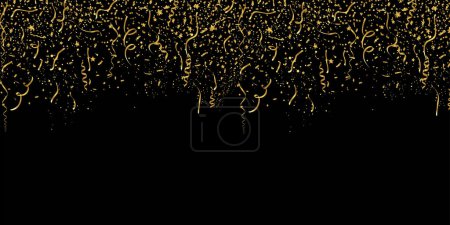Téléchargez les photos : Fête festive avec confettis d'or en fond noir - en image libre de droit