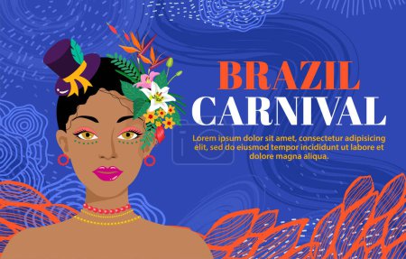Téléchargez les photos : Beau portrait de femme dans la conception de tenue de carnaval brésilien pour concept de carnaval - en image libre de droit