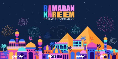 Téléchargez les photos : Ramadan kareem fond avec arabian nuit ville - en image libre de droit