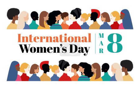 Téléchargez les photos : 8 mars Journée internationale de la femme avec concept d'illustration vectorielle plate - en image libre de droit