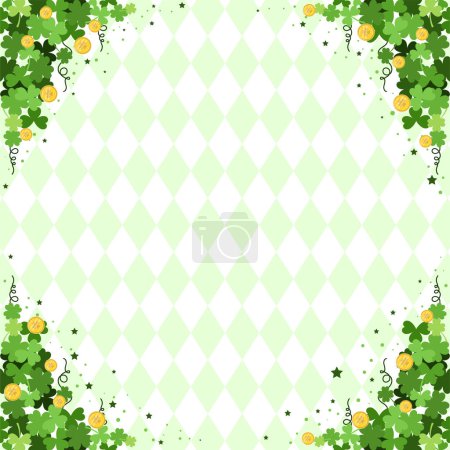 Photo for Saint patrick day background with clover and coins decoration - Royalty Free Image