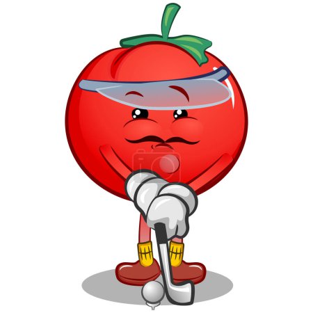 Illustration for Isolated illustration mascot funny tomato cartoon play golf - Royalty Free Image