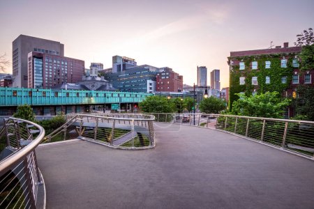 Foto de Vista de la arquitectura de Boston en Massachusetts, EE.UU. en Backbay al amanecer. - Imagen libre de derechos