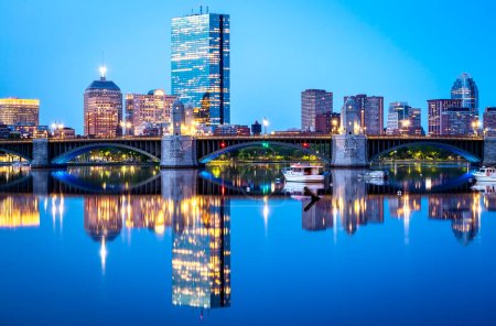 Foto de Boston en Massachusetts, EE.UU. al amanecer mostrando la arquitectura de Back Bay. - Imagen libre de derechos