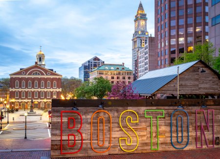 Photo for The iconic Faneuil Hall in Boston, Massachusetts, USA at sunrise. - Royalty Free Image