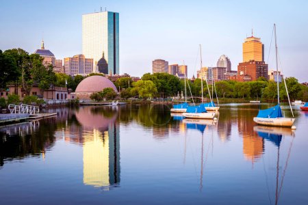 Foto de Boston en Massachusetts, EE.UU. mostrando la arquitectura de Backbay al amanecer. - Imagen libre de derechos