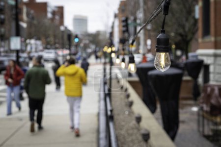 Light Bulb in the streets of Boston in Massachusetts, USA. At Newbury street.