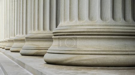 Greek Neoclassical columns in a row.