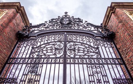 The gates of the Harvard University in Cambridge, MA, USA.