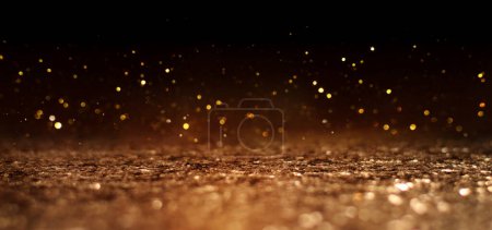 Photo for Background of abstract glitter lights. gold and black. de focused - Royalty Free Image