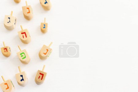 Photo for Image of jewish holiday Hanukkah background of spinning tops - Royalty Free Image