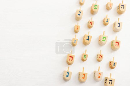 Photo for Image of jewish holiday Hanukkah background of spinning tops - Royalty Free Image