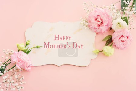 Foto de Concepto del día de la madre con flor rosa sobre fondo pastel - Imagen libre de derechos