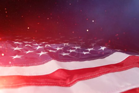 Photo for American flag with glitter bokeh background - Royalty Free Image