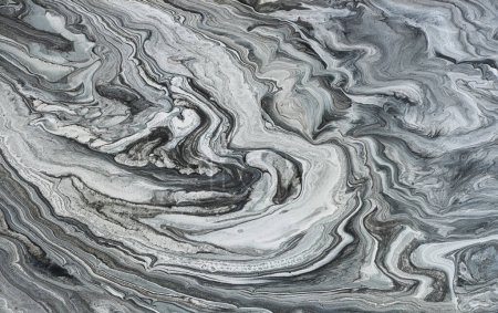 fotografía de arte de fondo de efecto marmolizado abstracto con colores creativos en blanco, gris y negro. Hermosa pintura.
