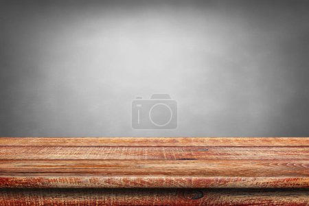 Photo for Wooden surface. Painted boards. Old table. Wooden table on a dark grunge background - Royalty Free Image
