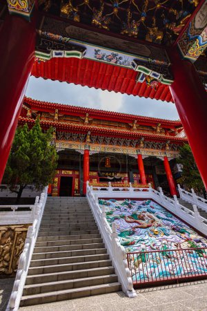 Photo for Sun Moon Lake, Taiwan - May 24, 2023: The enchanting Wenwu Temple at Sun Moon Lake, Taiwan, astounds with its grand architecture, vibrant colors, and sacred aura. A mesmerizing masterpiece of cultur - Royalty Free Image