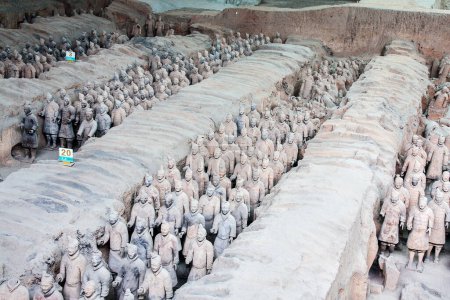 Photo for Xi'an,China - November 11, 2011:The Terracotta Army or Terra Cotta Warriors buried in Qin Shi Huang Emperor's tomb in 210-209 BC. - Royalty Free Image