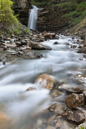 The cascade waterfall of Diesbach in Betschwanden, Canton Glarus, Switezrland