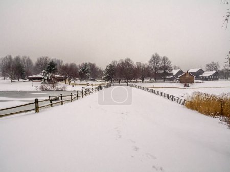 Foto de A Winter view of the historic Longstreet farm in Holmdel New Jersey. - Imagen libre de derechos