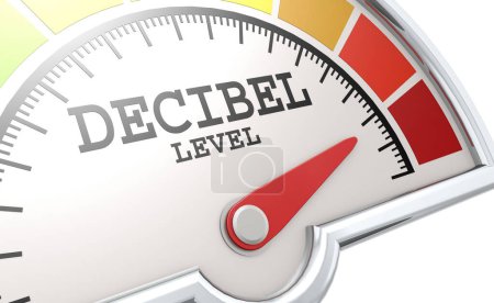 Photo for Decibel level measuring scale with color indicator, 3d rendering - Royalty Free Image