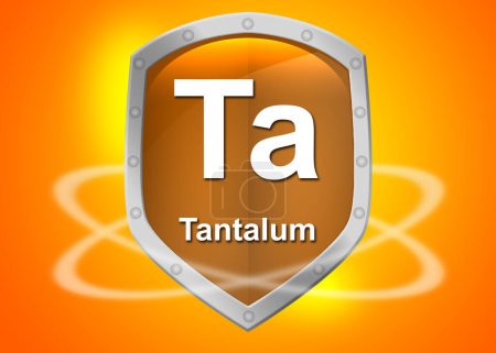 Téléchargez les photos : Chemical element Tantalum on a shield, 3d rendering - en image libre de droit