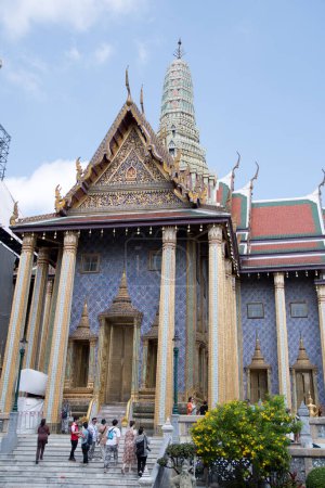 Photo for Bangkok, Thailand- 14 Feb, 2023: Wat Phra Kaew or the Temple of the Emerald Buddha inside Grand Palace, Bangkok. It is the most important Buddhist temple in Thailand - Royalty Free Image